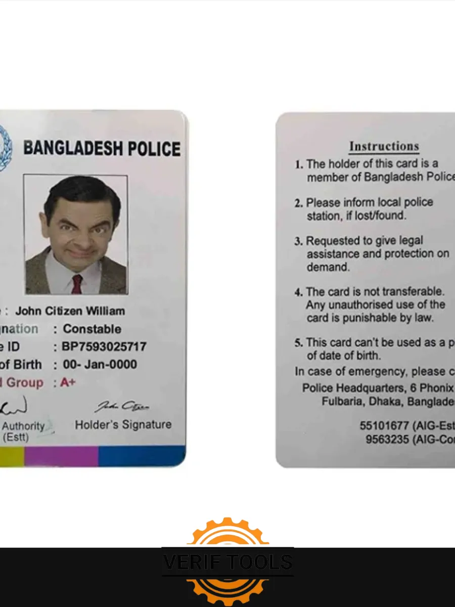 Bangladesh Police Id — ID Cards