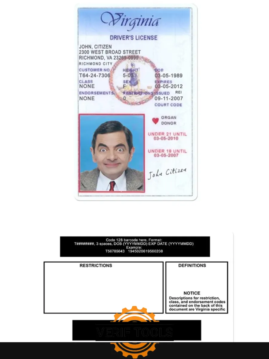 Usa Virginia Driving License Under 21 — Driver License