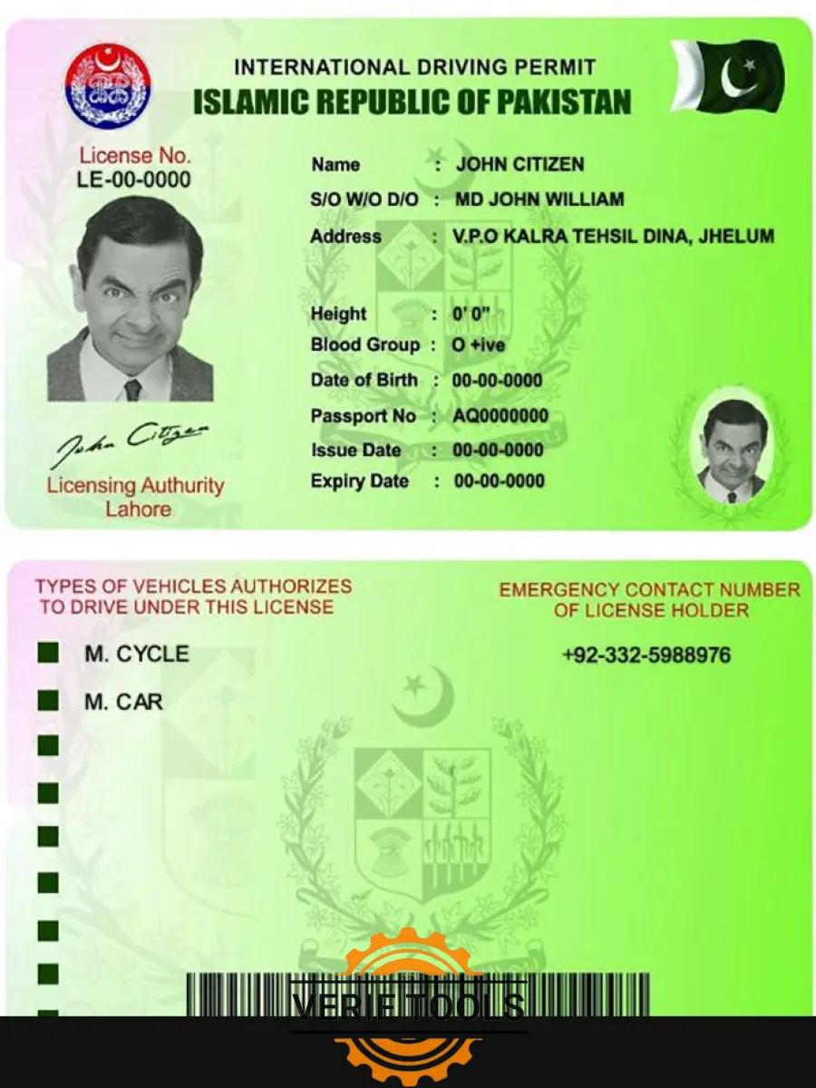 Pakistan International Driving Permit — Driver License