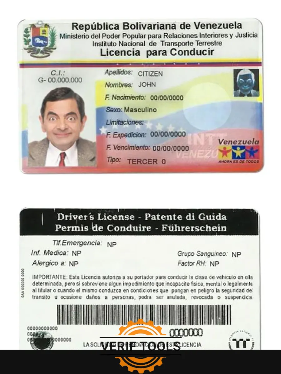 Venezuela Driving License — Driver License