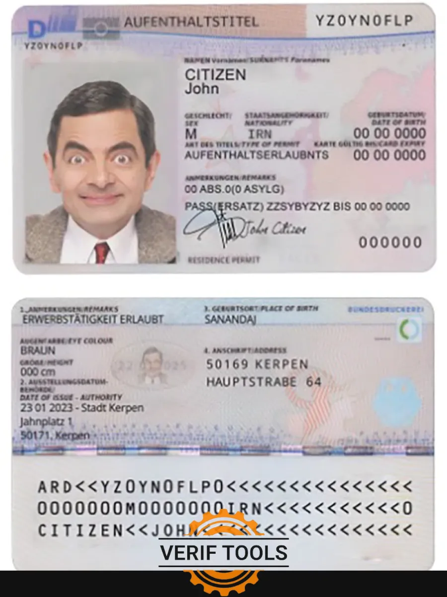 Germany Residence Permit Psd Template 2011 Present Version 2 — Residence Permit
