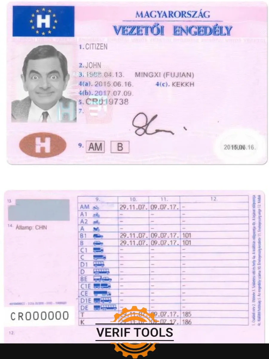 Hungary Dl — Driver License