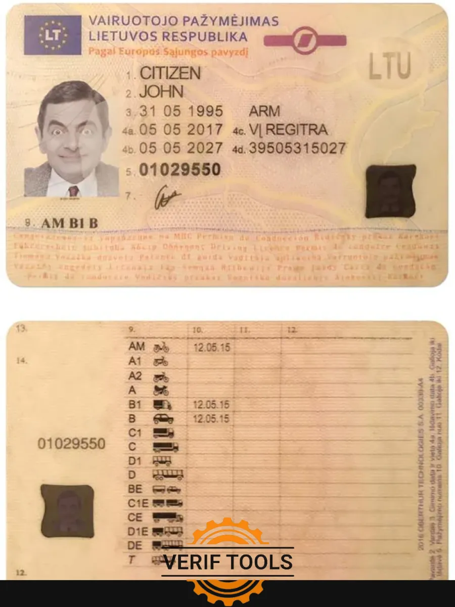 Lithuanialitva Driving License 1 — Driver License