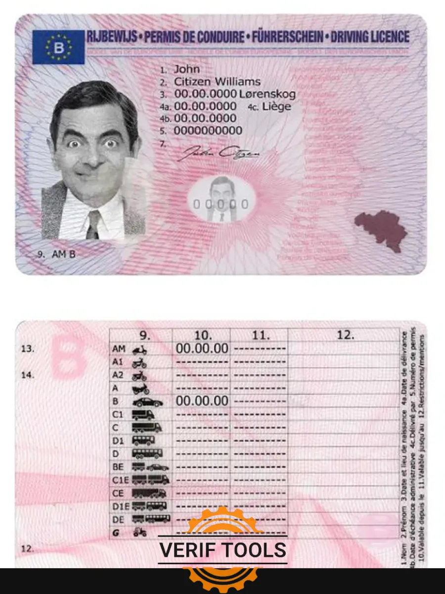 Belgium Driving License Psd Templateversion2 — Driver License