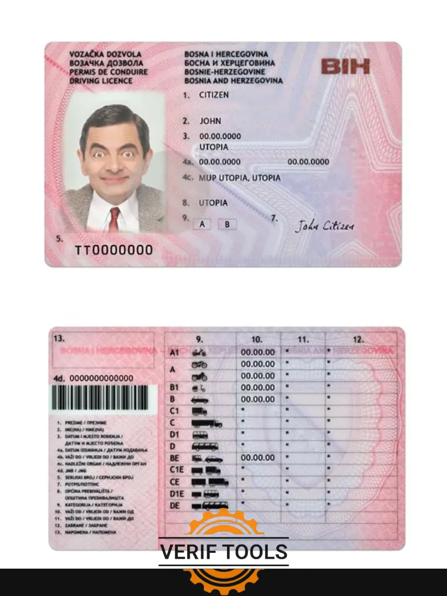 Bosnia And Herzegovina Driving License Version 2 — Driver License