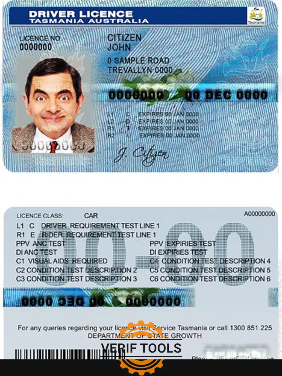 Australia Tasmania Driver License — Driver License