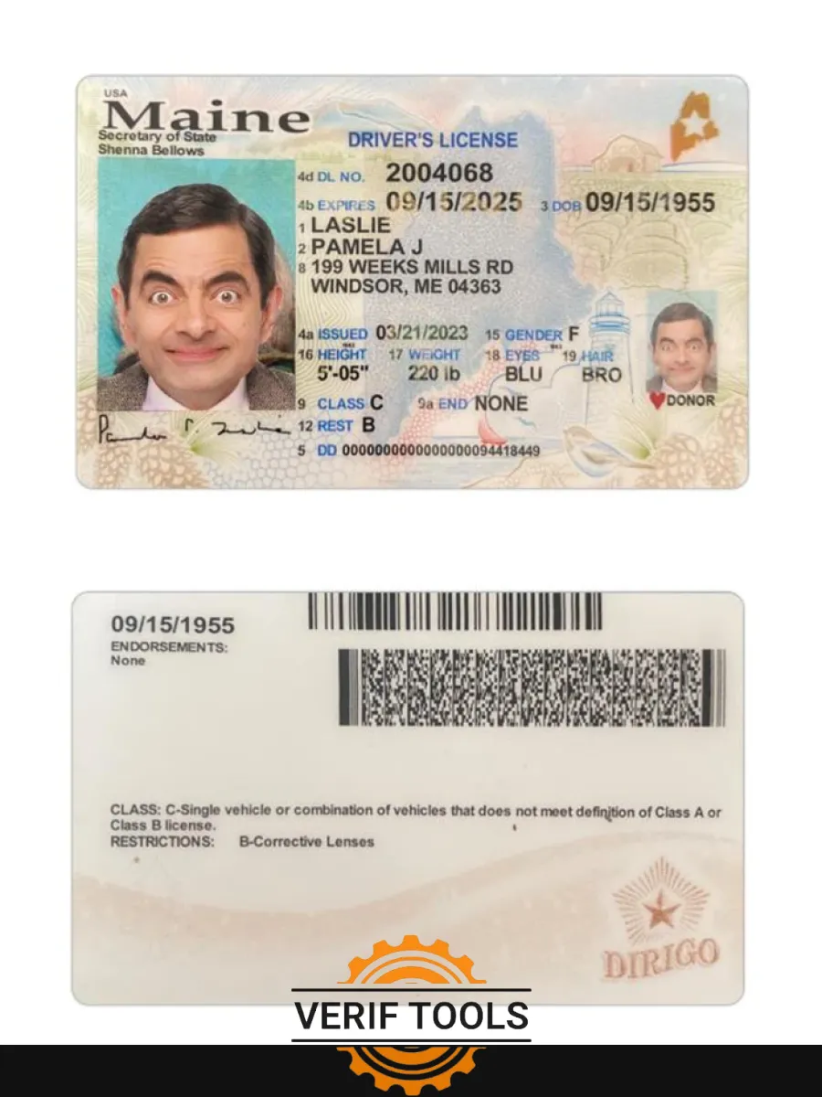 Usa Maine Driving License 2023 Present — Driver License