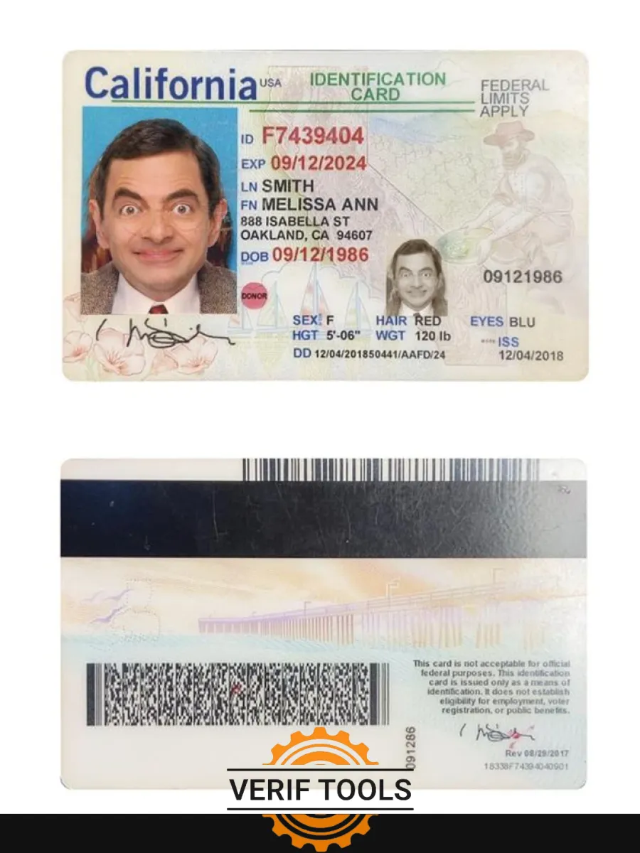Usa California Id Card — ID Cards