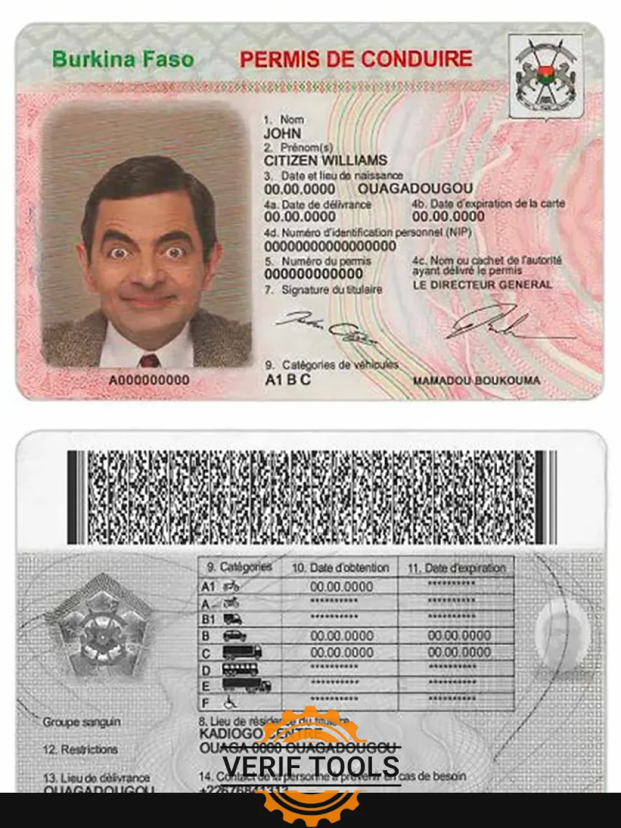 Burkina Faso Driving License — Driver License