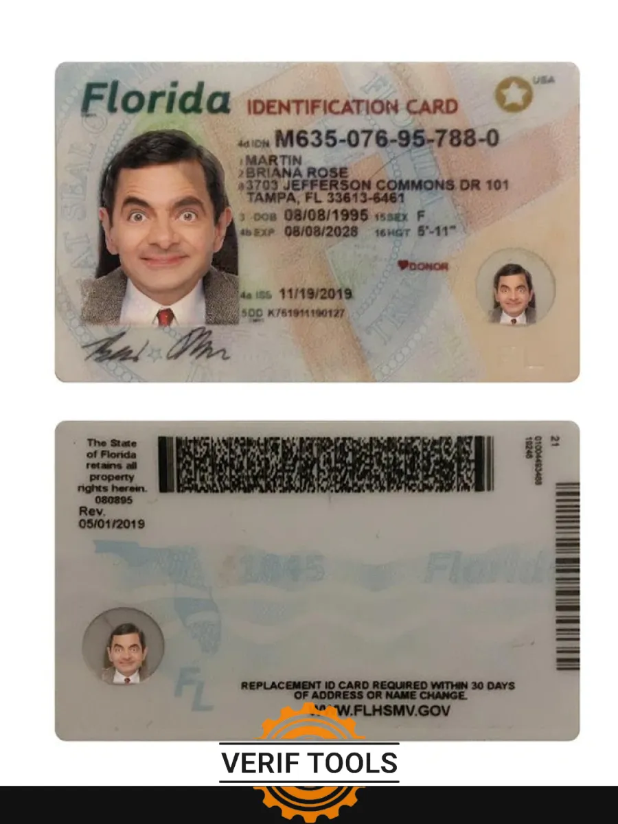 Usa Florida Id Card — ID Cards
