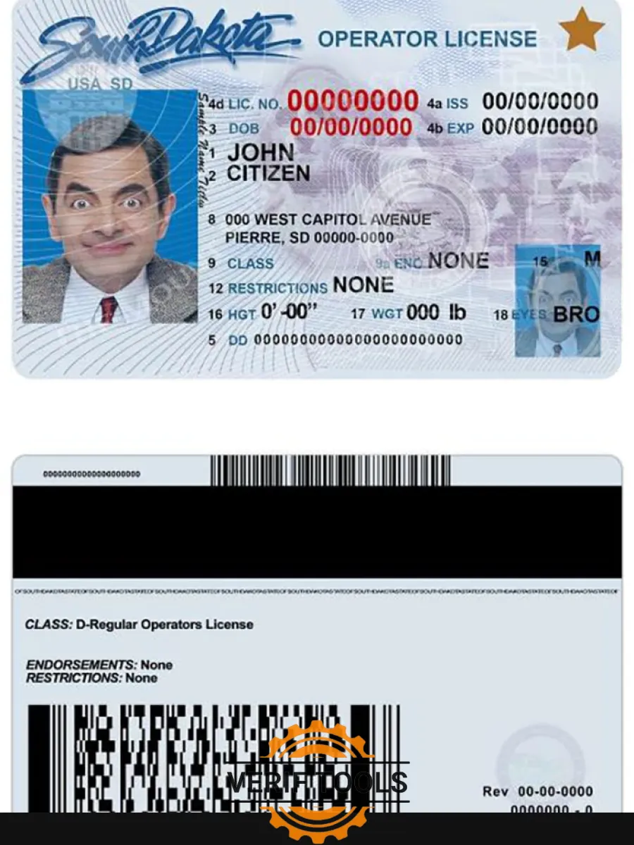 Usa South Dakota Driving License — Driver License