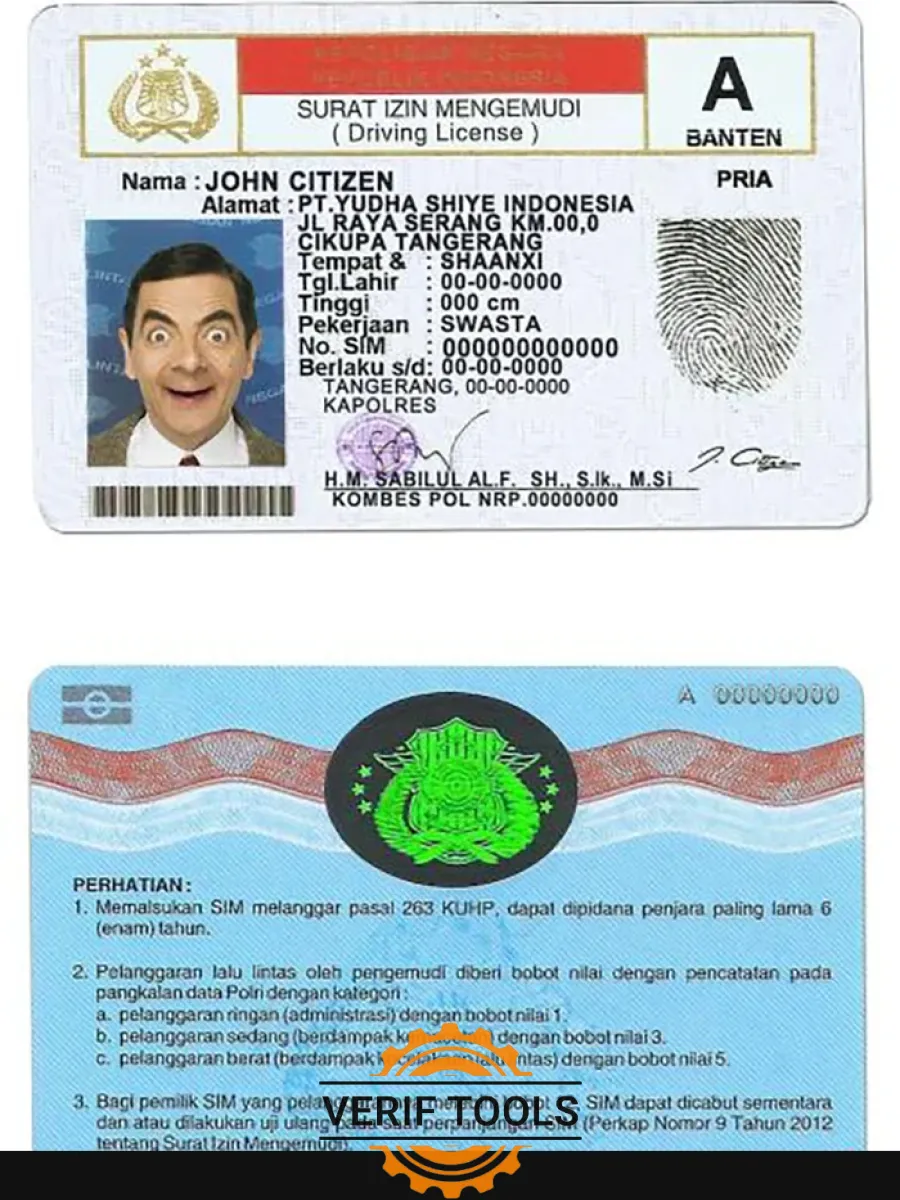 Indonesia Driving License — Driver License
