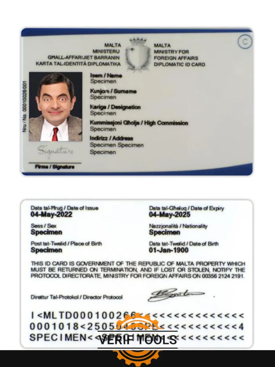 Malta Diplomatic Id Card — ID Cards