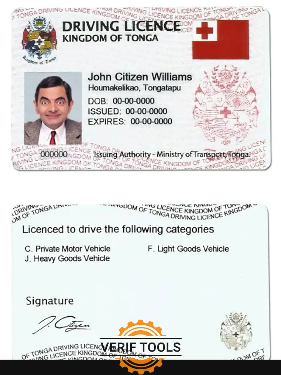 Tonga Driving License — Driver License