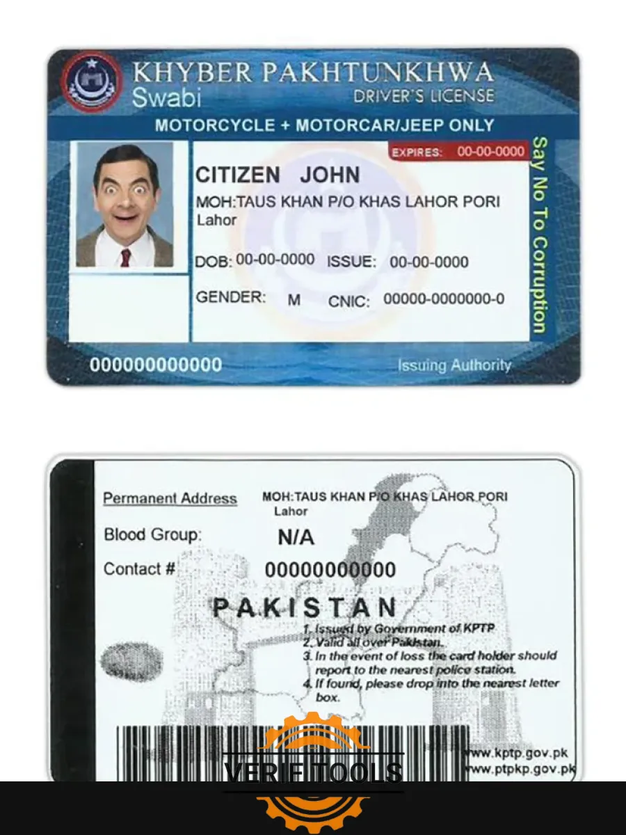 Pakistan Driver License — Driver License