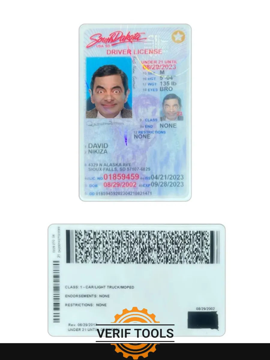 Usa South Dakota Under 21 Driving License 2023 Present — Driver License