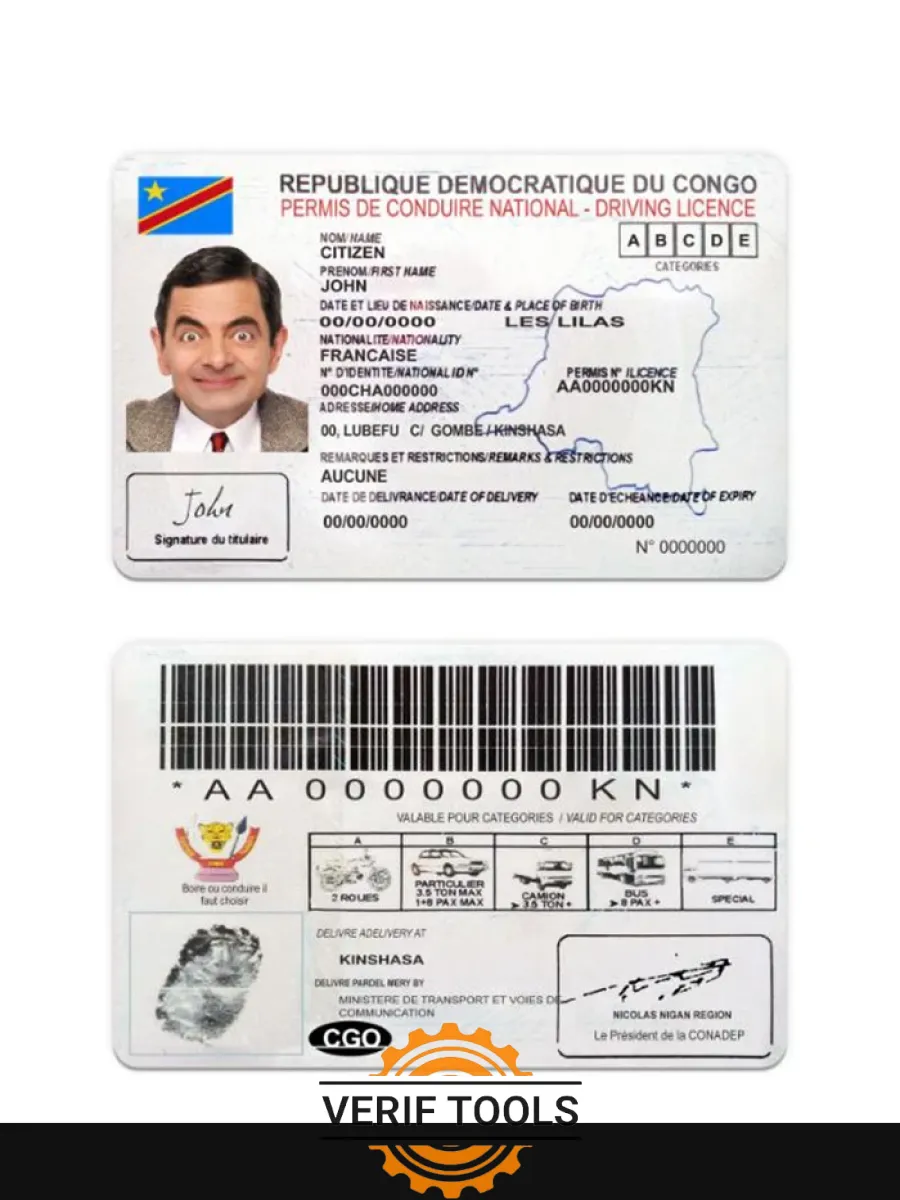 Congo National Driving License — ID Cards
