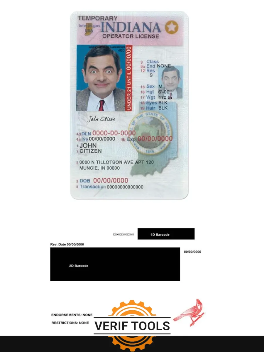 Usa Indiana Driving Operator License Under 21 — Driver License