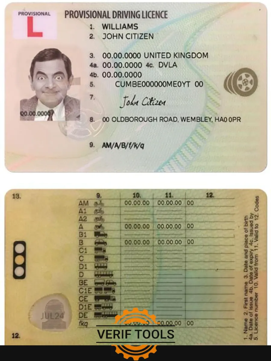United Kingdom Provisional Driving License — Driver License