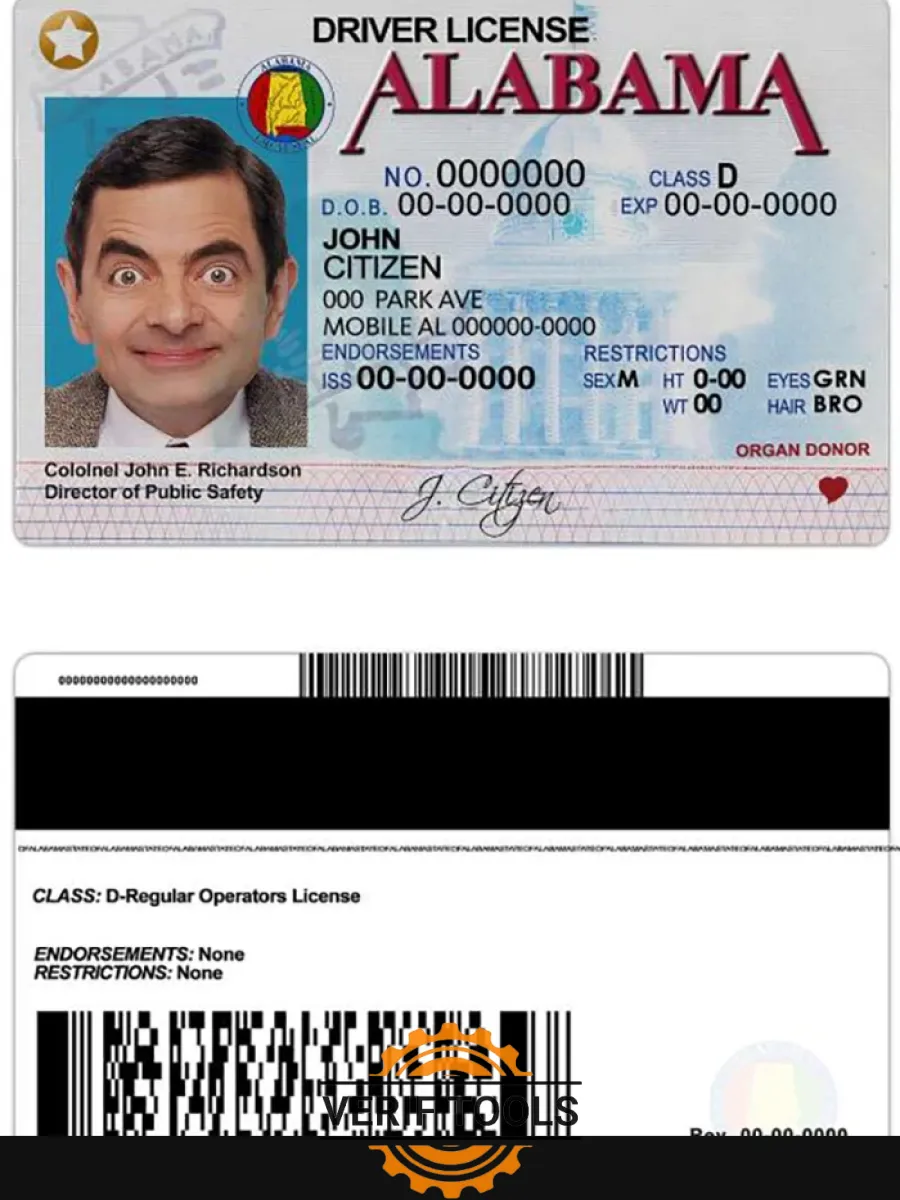 Usa Alabama Driving License — Driver License