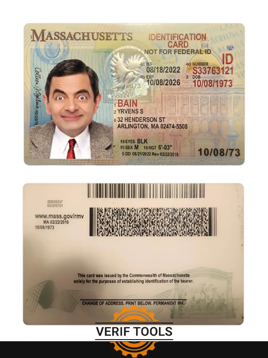 Usa Massachusetts Id Card