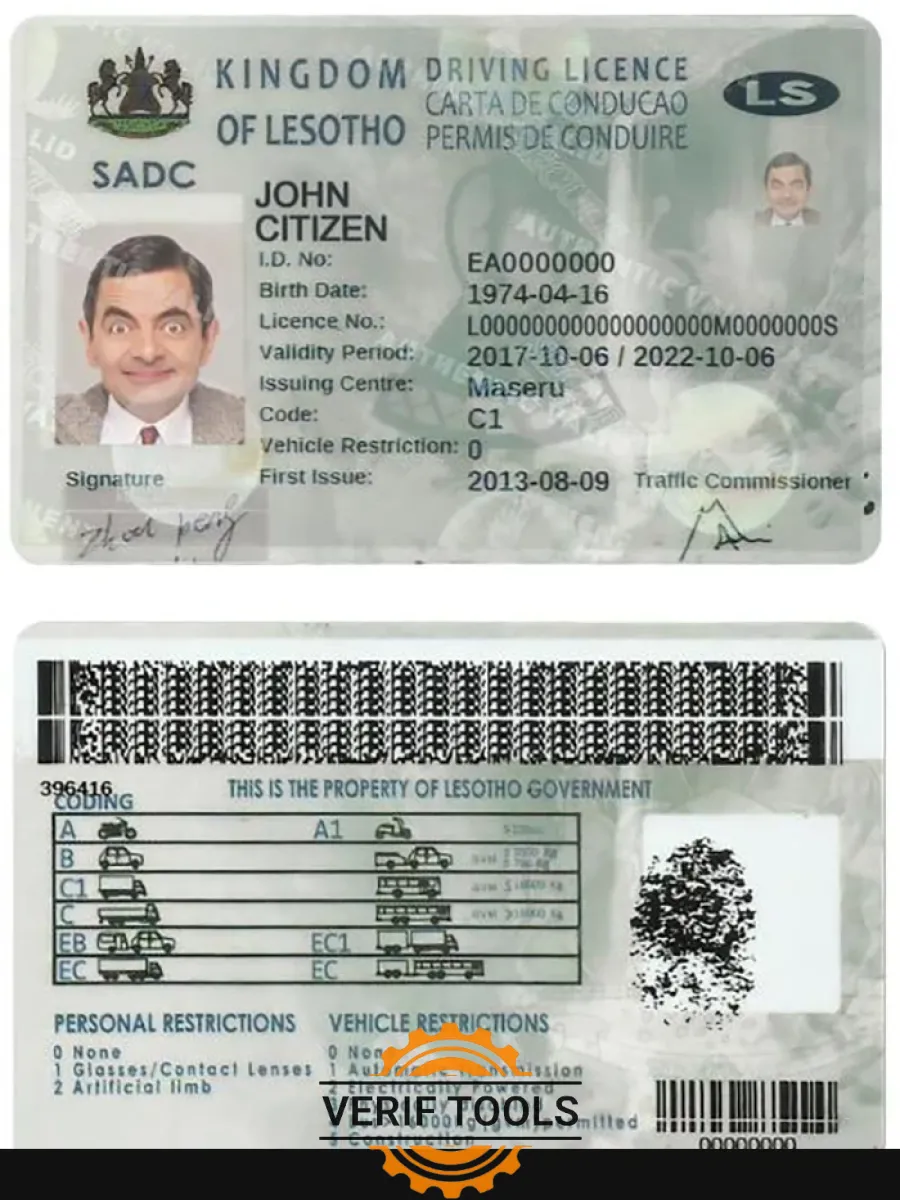 Lesotho Driving License — Driver License
