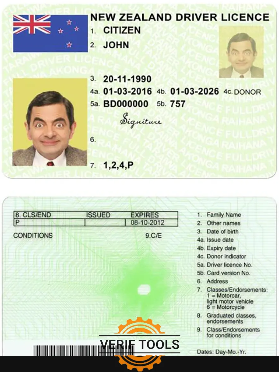 New Zealand Green Driving License Fully Qualified — Driver License