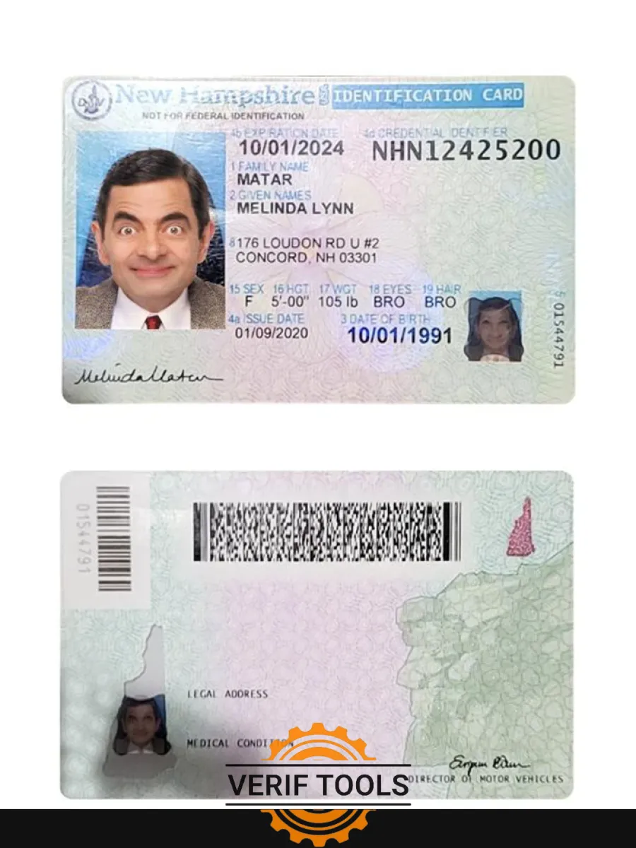 Usa New Hampshire Id Card — ID Cards