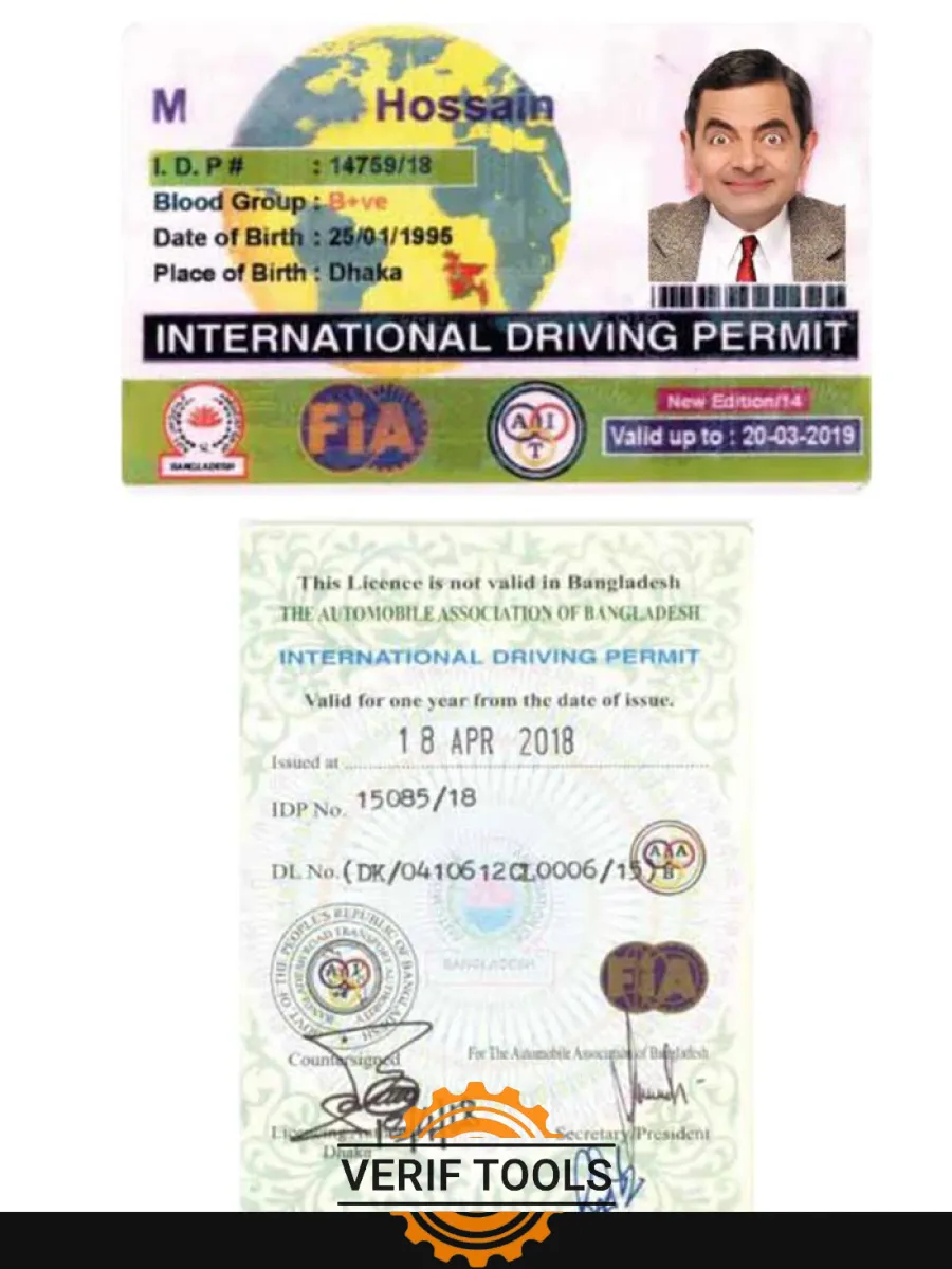 Bangladesh International Driving Permit — Driver License