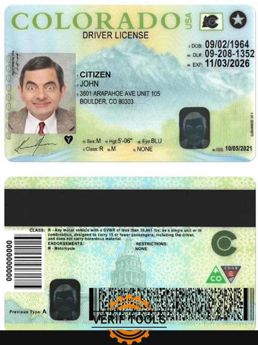Usa Colorado Driving License Version 2 — Driver License