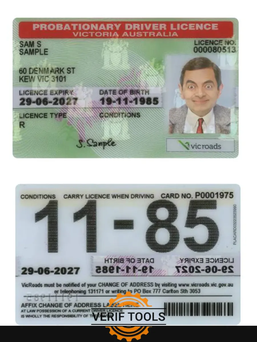 Australia Victoria State Probationary Driving License — Driver License