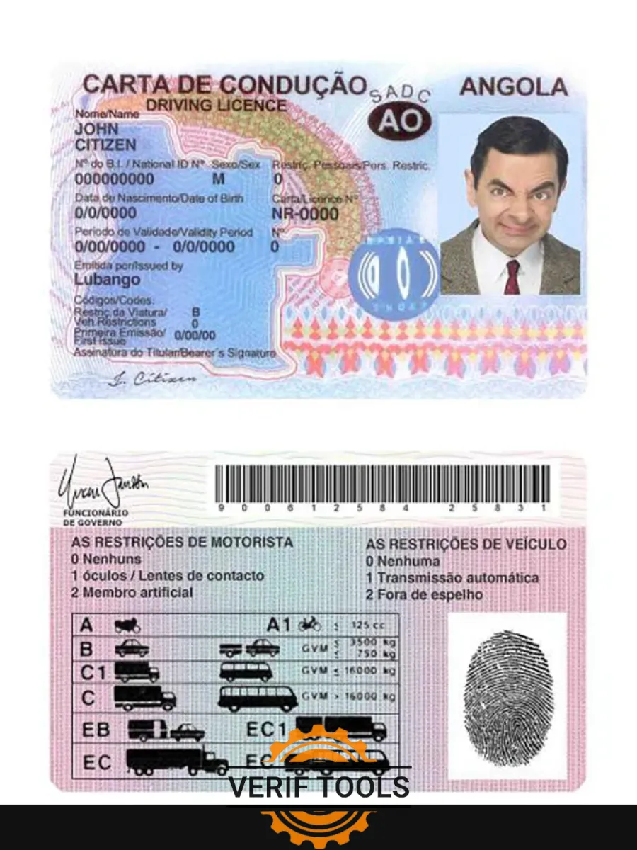 Angola Driving License — Driver License