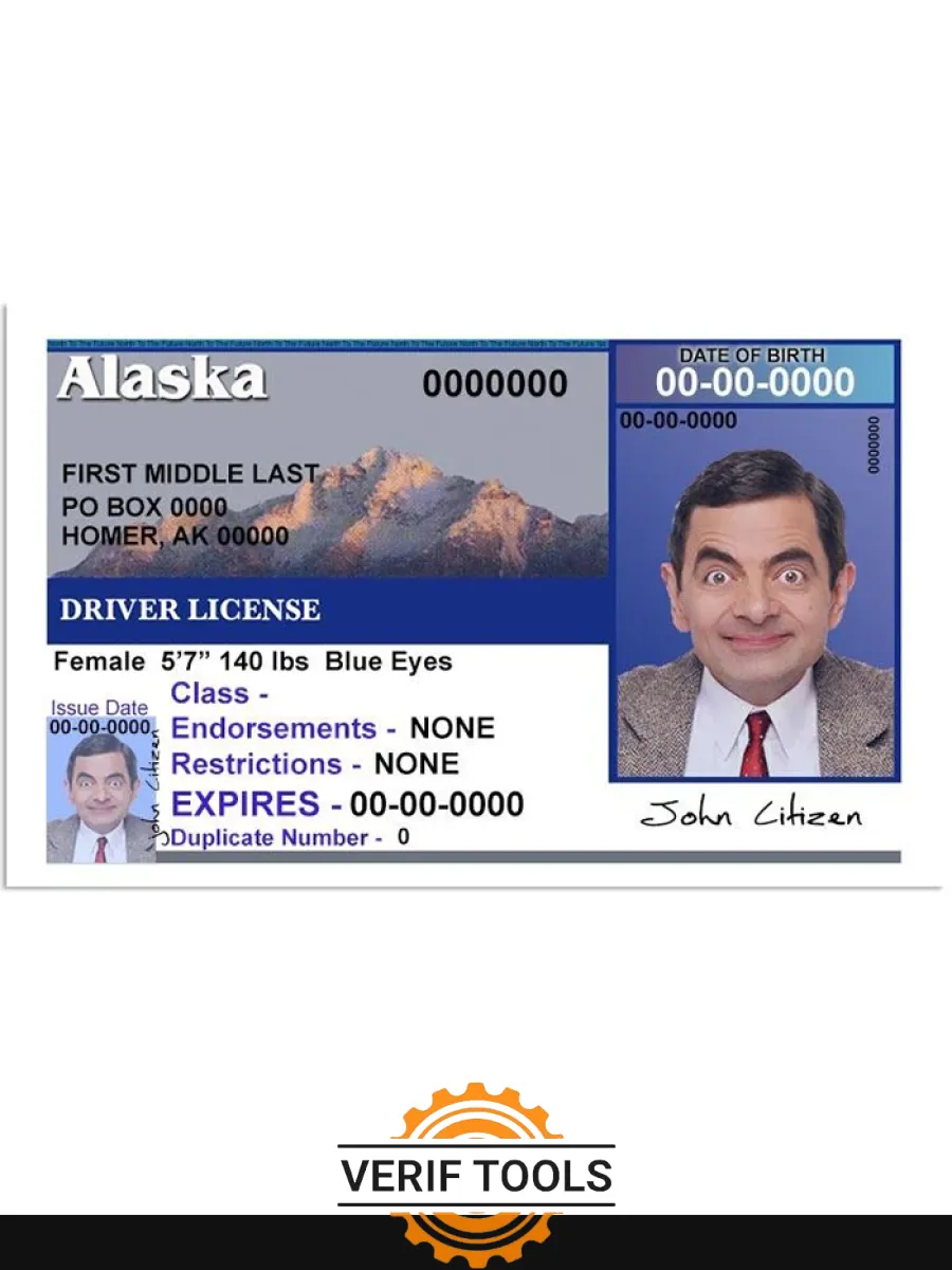 Usa Alaska Driving License Version 2 Front — Driver License