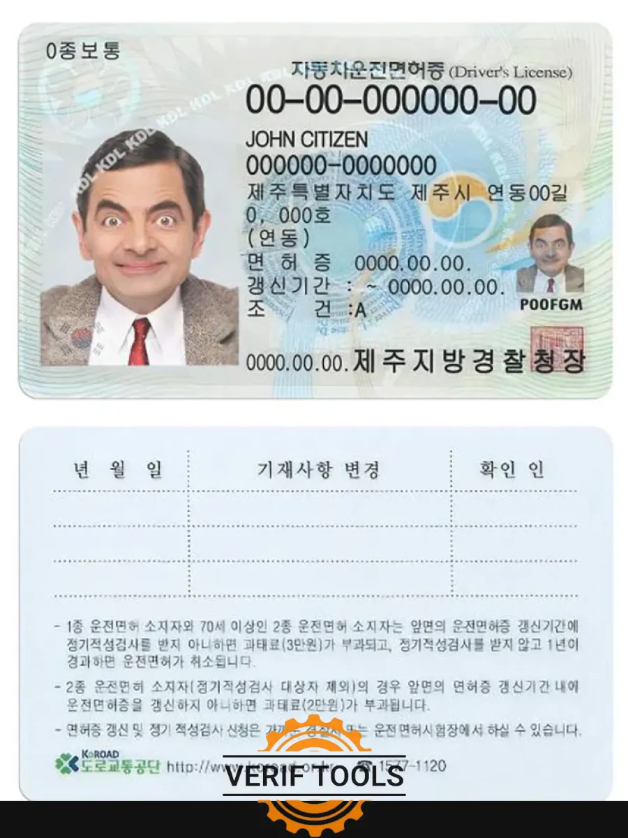 South Korea Driving License — Driver License
