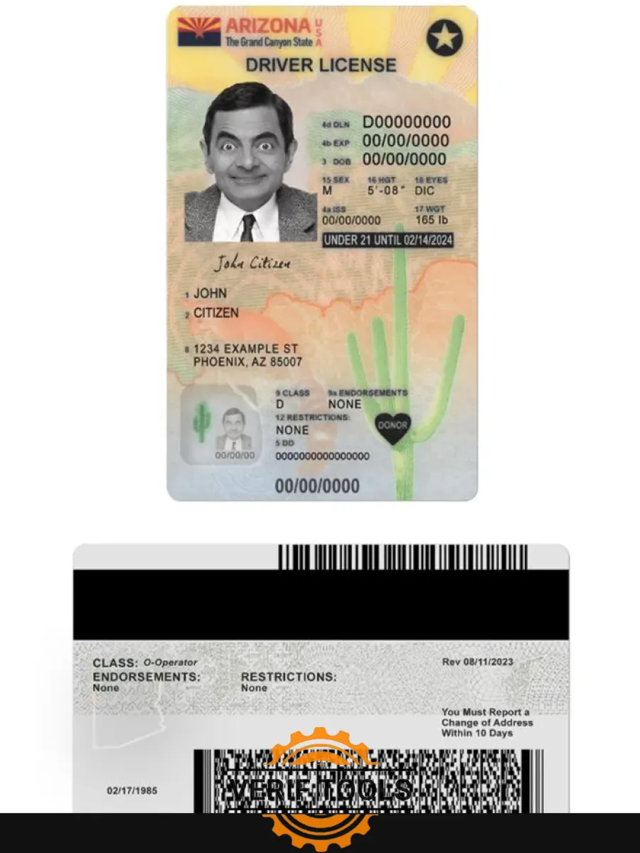 Usa Arizona Driving License Under 21 Version 2 — Driver License