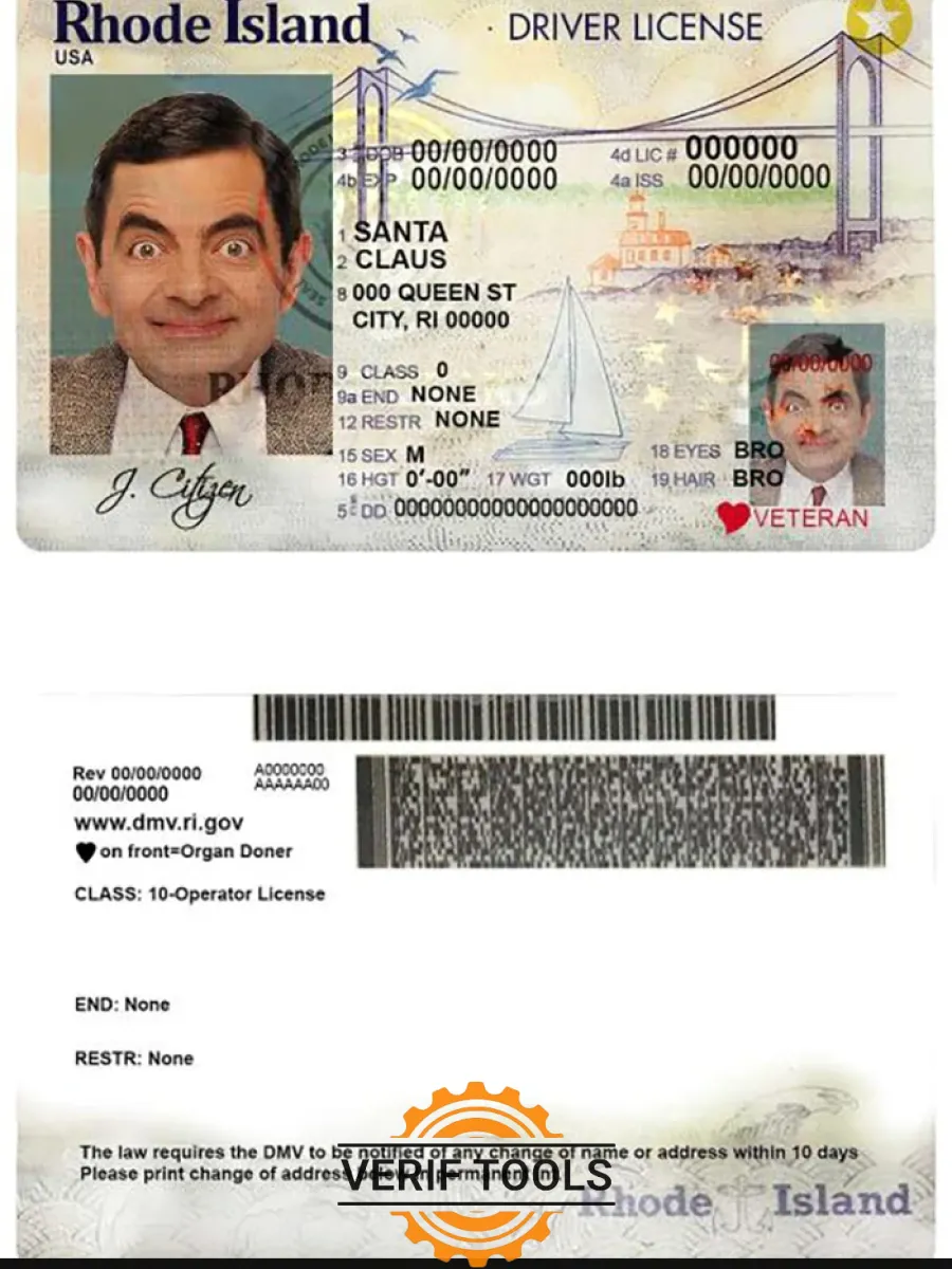 Usa Rhode Island State Driving License — Driver License