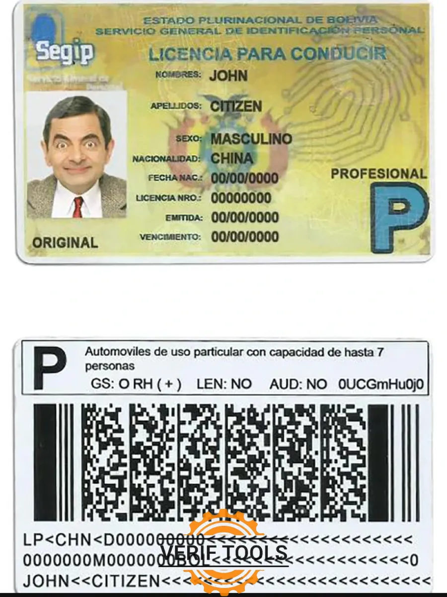 Bolivia Driving License — Driver License