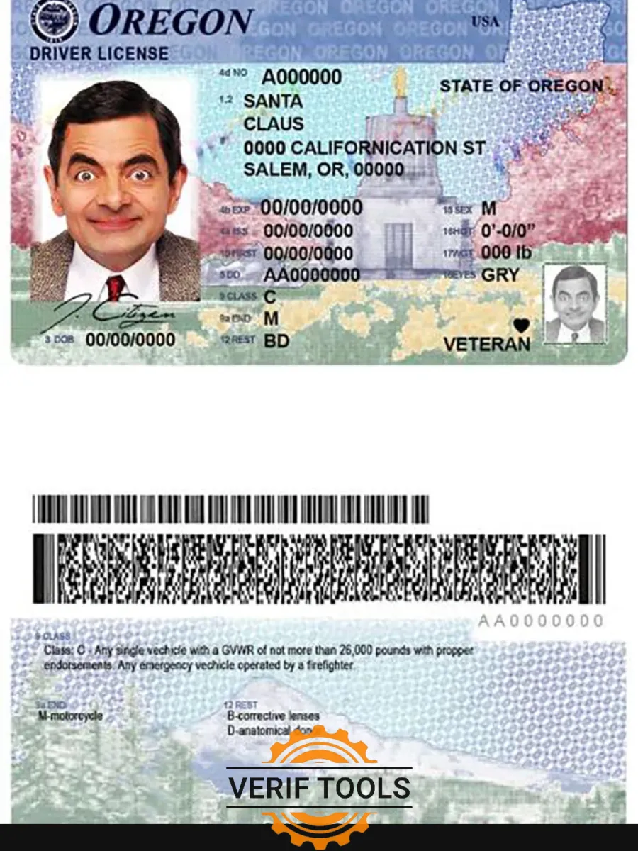 Usa Oregon State Driving License — Driver License