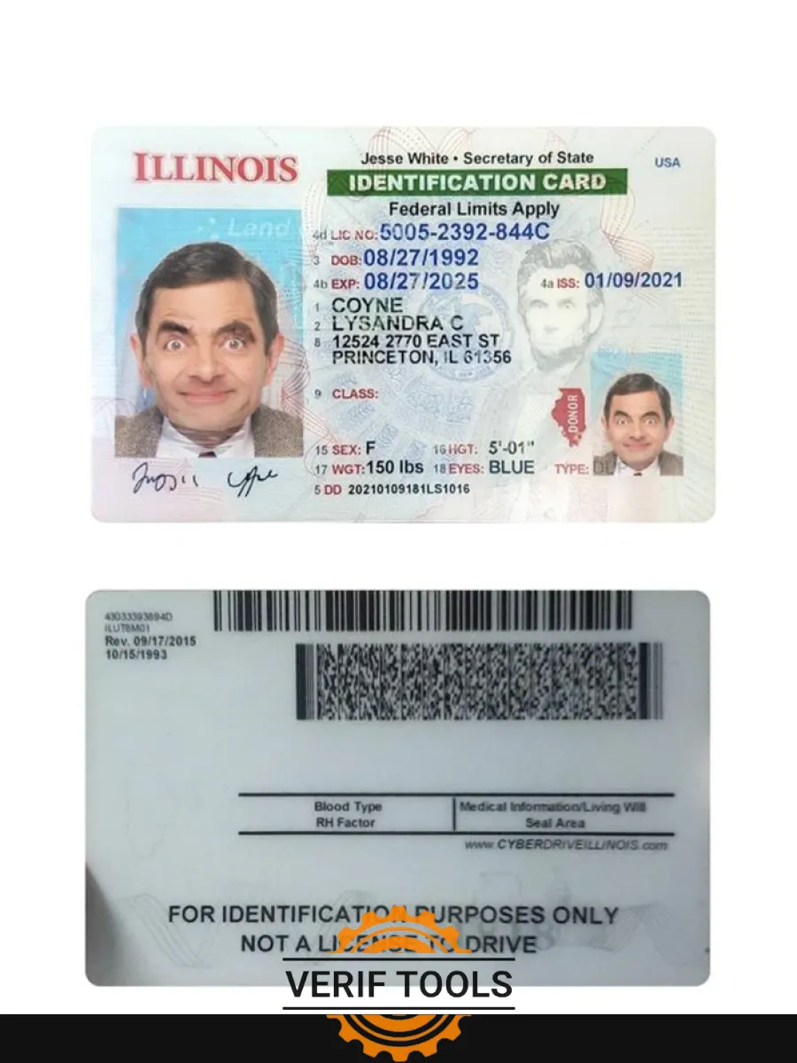 Usa Illinois Id Card — ID Cards