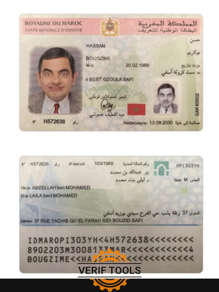 Morocco National Id Card 2020 Present — ID Cards