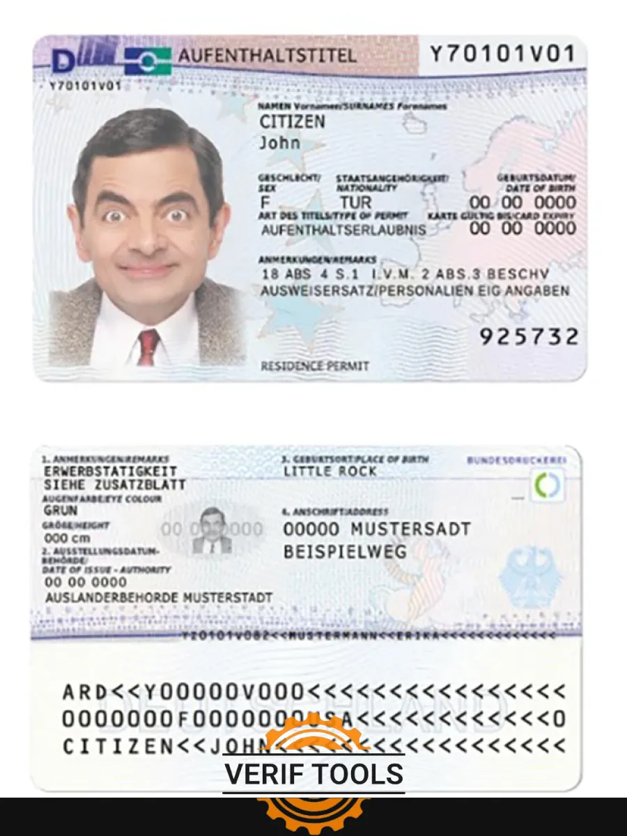Germany Residence Permit Psd Template 2011 Present — Residence Permit