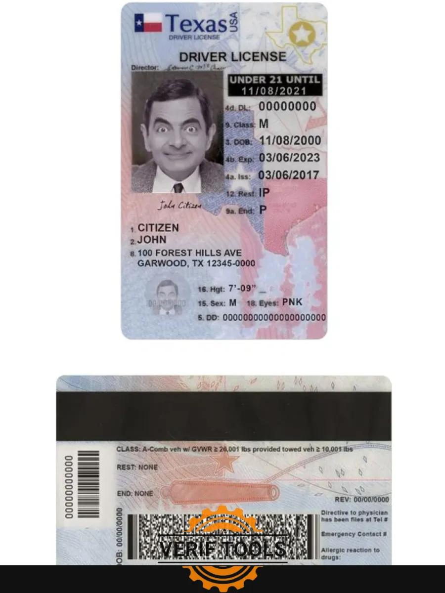 Usa Texas Driving License Under 21 — Driver License