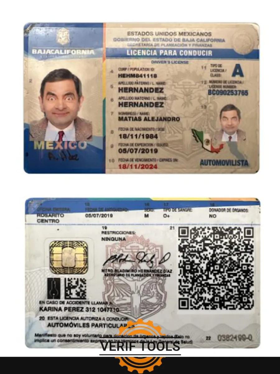 Mexico Baja California State Driving License — Driver License