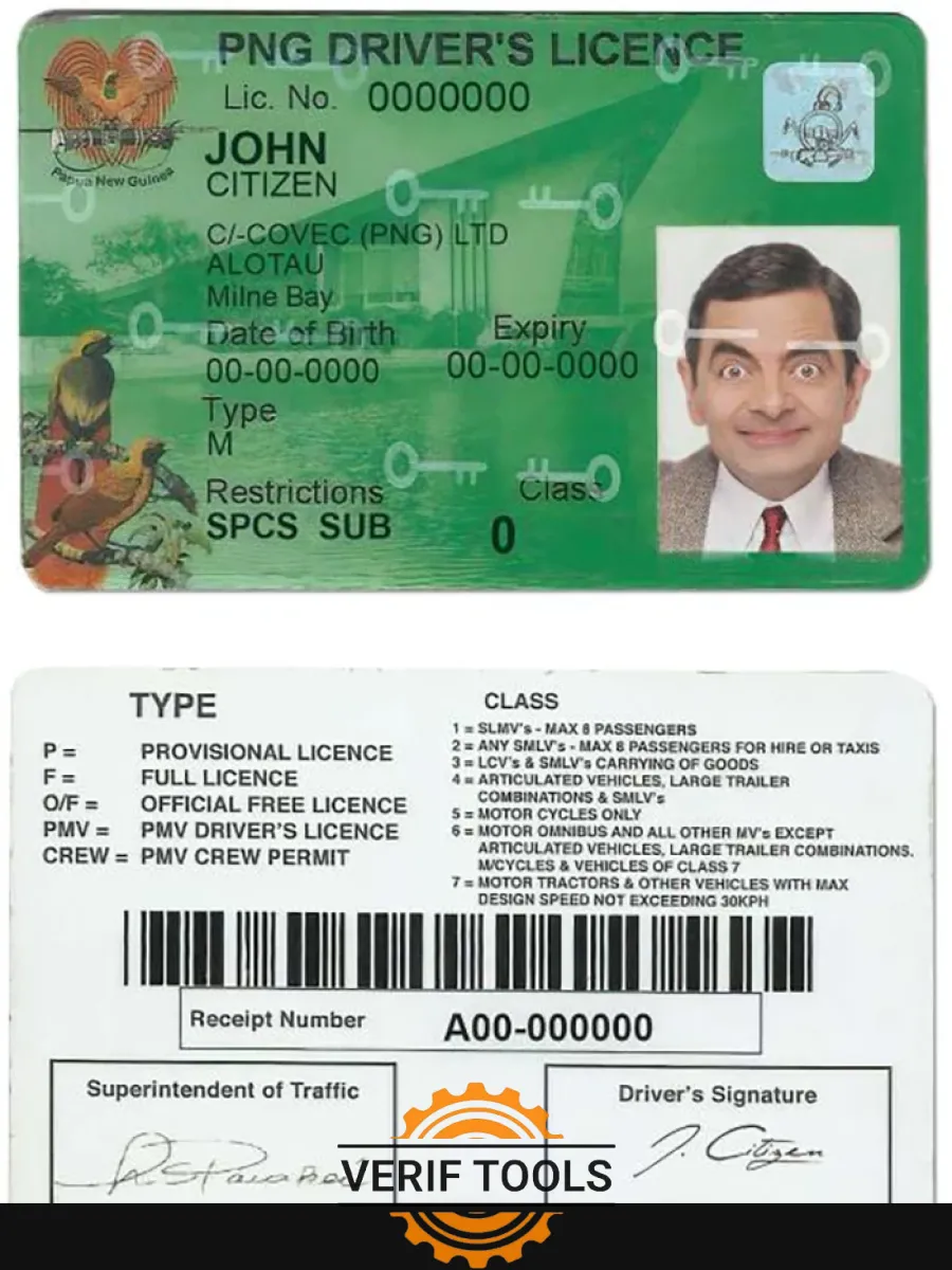 Papua New Guinea Driving License Template In Psdformat2020 Present — Driver License