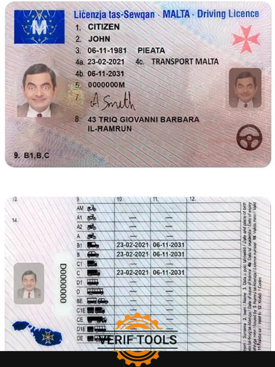 Malta Driving License — Driver License