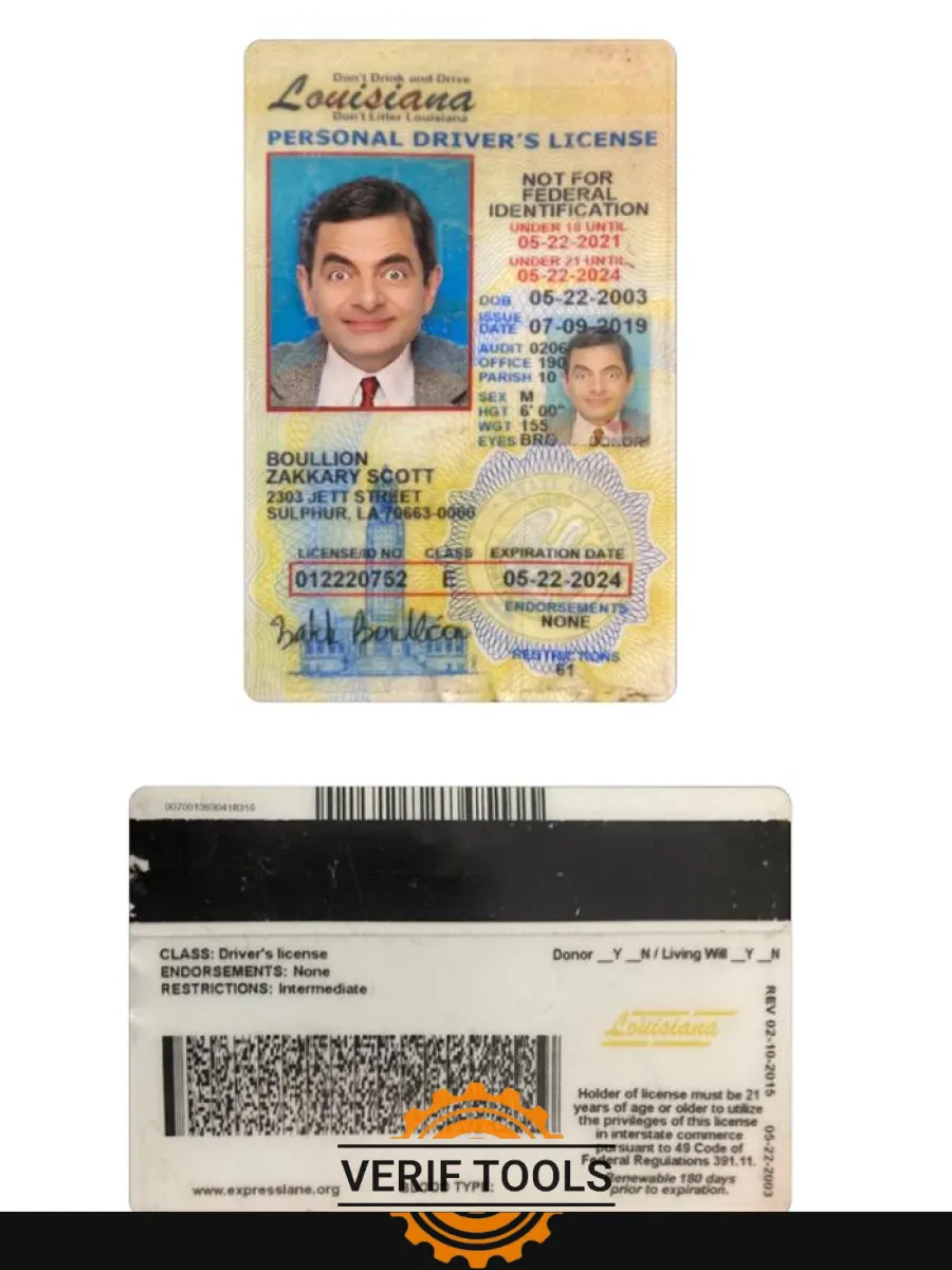 Usa Louisiana Under 21 Driving License — Driver License