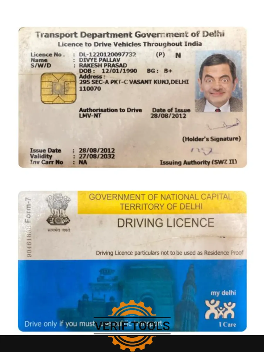 India Delhi Driving License — Driver License