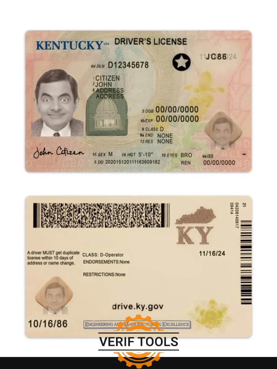 Usa Kentucky Driving License 2020 Present — Driver License