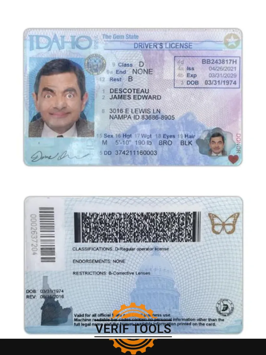 Usa Idaho Driving License 2021 Present — Driver License