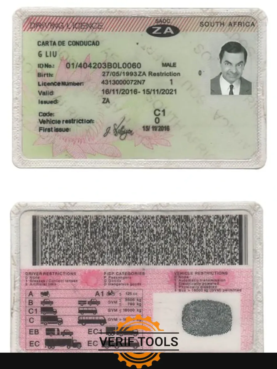 South Africa Driving License — Driver License
